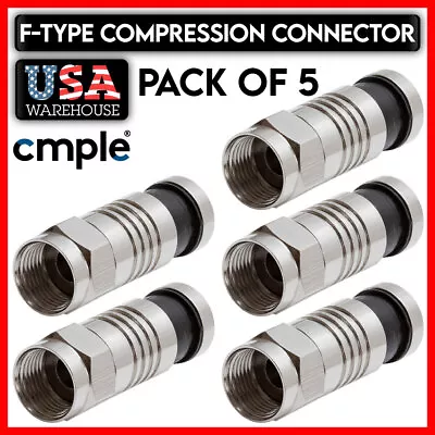 5 Pack F-Type Compression Connector RG59 RG6 Coaxial Cable Waterproof Plug CCTV • $8.99