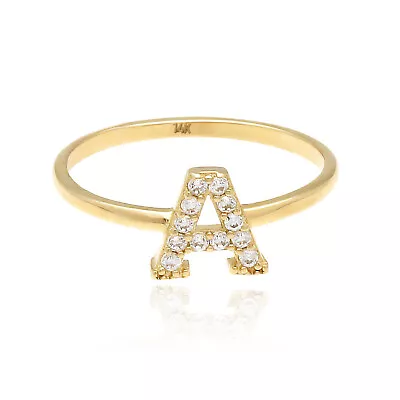 0.12CTW Simulated Diamond 14K Yellow Gold Initial Letter Ring • $158.60