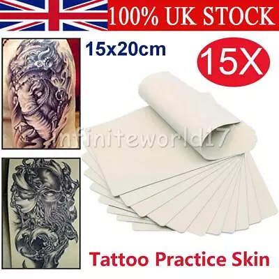 15PK Tattoo Practice Fake Skin Blank Sheets Needle Machine Supply Training Tool • £8.89