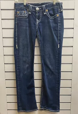 True Religion Womens Sz 29 Gina Super T Jeans Bootcut Blue Dark Wash Stitched • $24.99