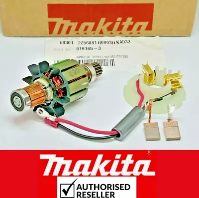 Genuine Makita Armature Ass'y 619165-3 + Brush Holder + Brushes BDF451 BHP451 • £28.86