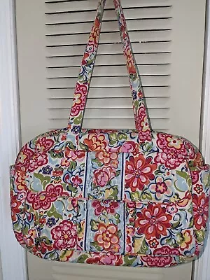 Vera Bradley Hope Garden Pink Blue Floral Diaper Bag Tote Many Pockets 2 Straps • $15.95