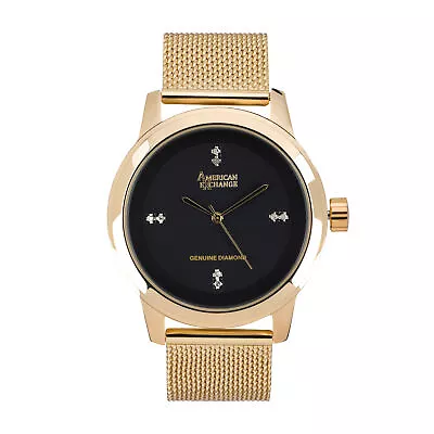 Men's Genuine Diamond Collection Gold Mesh Bracelet Watch • $19.99