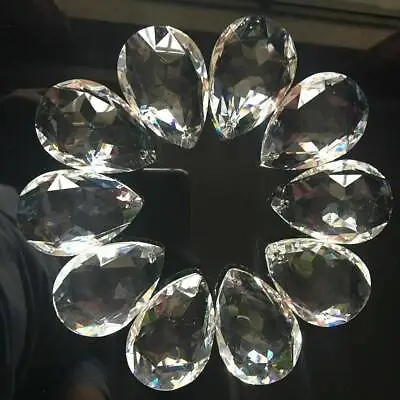 £2.05 • Buy 10Pcs Clear Teardrop Loose Crystal Glass Beads Chandelier Ornaments Xmas Decor
