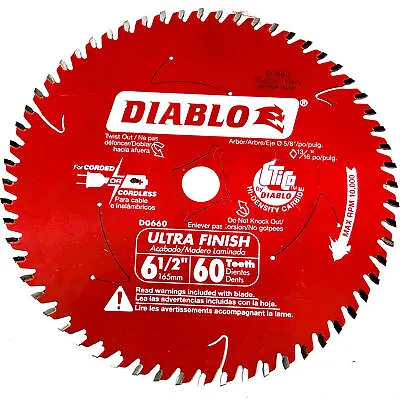 Diablo D0660 6-1/2  X 60 Tooth Ultra Finish Saw Blade Bulk • $24.75