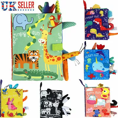 £6.99 • Buy Baby Kids Animal Tails Cloth Book Soft Early Development Newborn Crib Toys Books