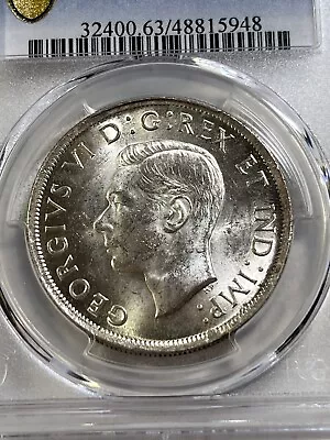 1939 Canada 1 Dollar Large Silver Coin Royal Visit Graded MS 63 By PCGS • $105