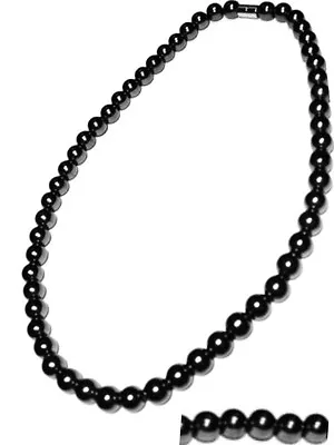 Men's Magnetic Hematite Necklace Black Ball Round 18  • $14.56