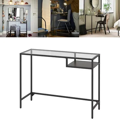 IKEA VITTSJO Perfect Laptop Table Black-brown Tempered Glass & Metal Home Office • £79.99