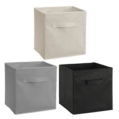 4Pc Large Foldable Storage Boxes Canvas Collapsible Folding Fabric Cubes Box Toy • £11.99