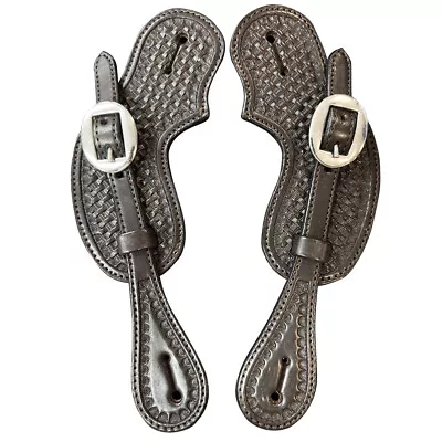 04BH HILASON Western Men & Womens Spur Straps For Horse Riding Basket Tooled • $24.95