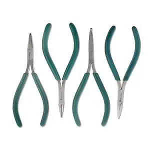 Micro-Fine 4 Piece Plier Set - Chain Round Flat And Bent Nose - 5  In Length • £27.99