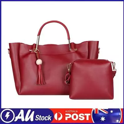 2pcs/set Solid Color Shoulder Handbags Women Leather Crossbody Bags (Red) • $20.29