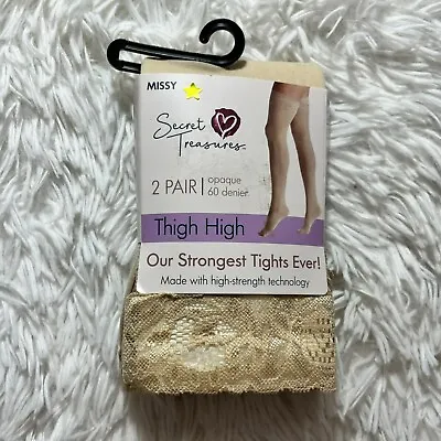 New Secret Treasures Thigh High Tights 2 Pack Pairs Opaque 60 Denier Nude Nwt • £8.18