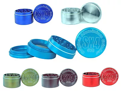 Aluminium Grinder 56mm 4 Piece Stack Herb Spice Herb Crusher Assorted Color SX4 • £9.89