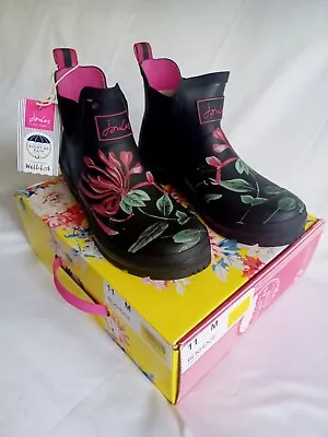 NEW   Joules  Women's Wellibob Black Hedgerow Rain Boots  Size 11 • $55