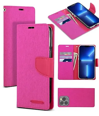 $11.99 • Buy Denim Wallet Case Fit IPhone 14 13 12 11 Cover Pro Max XS XR Flip 7 8 Plus Card