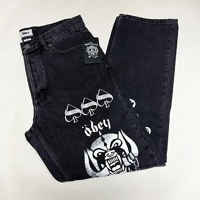 Obey X Motorhead Men's Denim Jeans Test Print Black Size 30 NWT Lemmy • $50.99