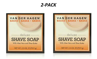 Van Der Hagen Deluxe Shave Soap 2.5 Oz Hypoallergenic Shea Butter - 2 Pack • $11.99
