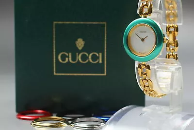 Vintage [Exc+5] GUCCI Change Bezel 11/12.2 6 Colors Women's Quartz Watch JAPAN • $329.99