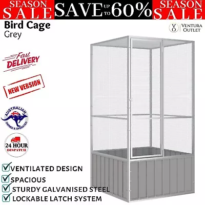 Large Bird Cage Parrot Aviary Budgie Canary House Outdoor 111x107x211.5cm Grey • $265.24