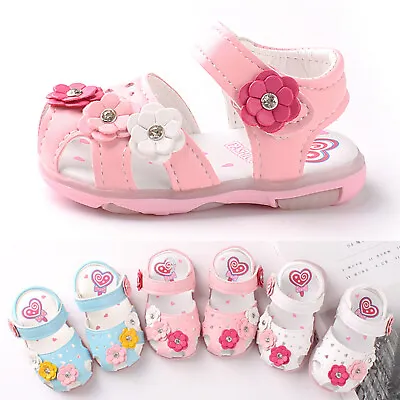 Toddler Infant Kids Baby Girls Flower LED Luminous Shoes Sneakers Sandals 0-3.5Y • $24.85