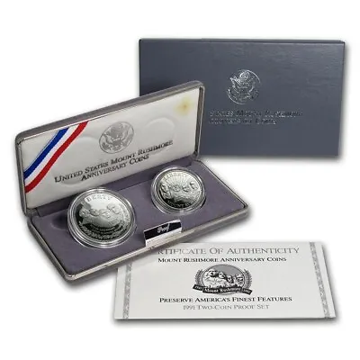 1991 Mount Rushmore Anniversary 2 Coin Uncirculated Set With Box & COA • $40