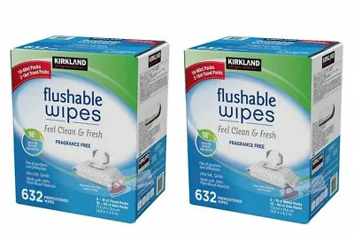 $59.88 • Buy Kirkland Signature Moist Flushable Wipes 2 X 632 Wipes New