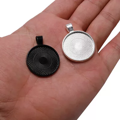 £4.01 • Buy 10pcs Cabochon Base Tray Bezels Blank Necklace Pendant For Jewelry Making 25 Mm