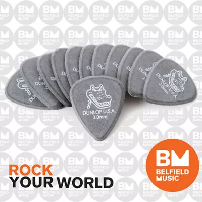 $11.50 • Buy Jim Dunlop Guitar Picks Players 2.0mm Tornon Gator Grip Qty 12 Pick Pack – Grey