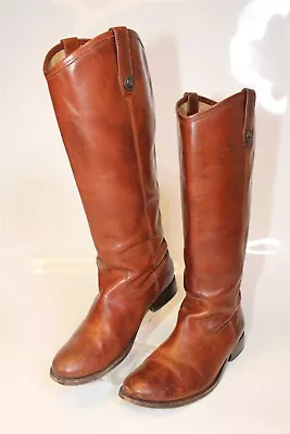 Frye 77167 Melissa Button Womens 8.5 B Tall Brown Leather Knee High Riding Boots • $20.50