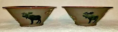 Boot Hill Pottery Set Of 2 Bowls Moose Berries Handmade Signed 7 X 7  • $54.99
