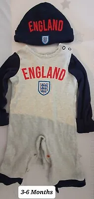 Baby Boys England Romper And Hat Set 3-6 Months • £2.99