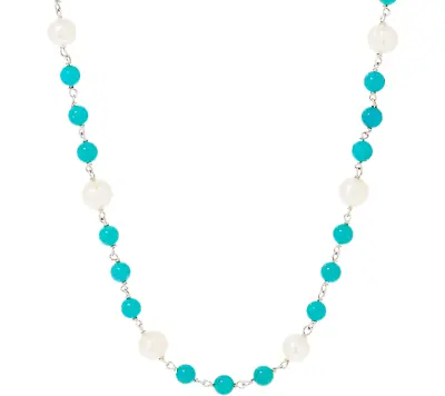 QVC Honora Cultured Pearl & Gemstone Bead 36  Necklace Sterling • £172.34