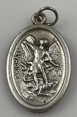 Vintage Catholic Saint St Michael Guardian Angel Silver Tone Medal Italy • $9.99