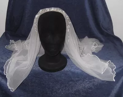 £41.33 • Buy SILK WHITE BEADED RECTANGULAR VEIL, 124 Cm X 98 Cm, OFF WHITE COLORS,  AUSTRALIA