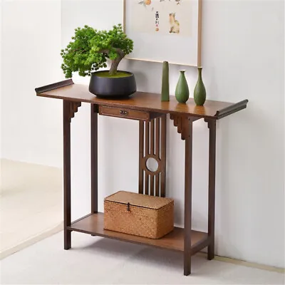 Elegant Edges Rustic Wood Narrow Console Table Hall Table Side Stand Shelf 32  • $72.94