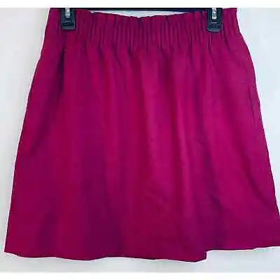 J Crew Mini Skirt 6 Raspberry Elastic Waist Pockets A-Line Wool Blended Lined • $15