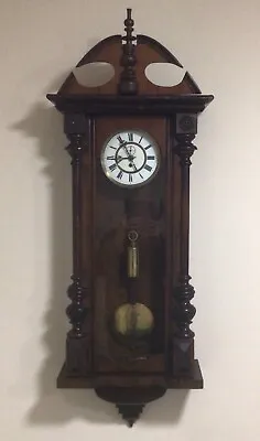 Antique Vienna Regulator Single Train Wall Clock In Working Order • £125