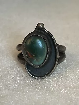 Vintage Modernist Navajo Silver Cerrillos Turquoise Ring Size 5 • $25