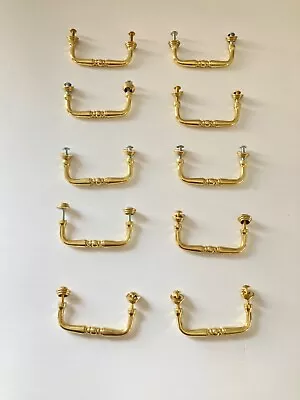 Vintage Polished Brass Colonial Wire 3.5  Cabinet Handles Drawer Pulls Lot Of 10 • $24.95