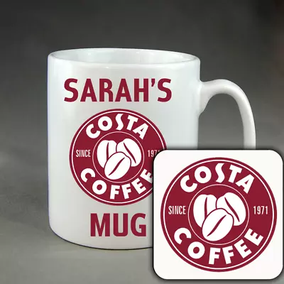 Personalised Costa Coffee Mug Or Coaster Or Set Gift Christmas Birthday Mum Cup • £10.99