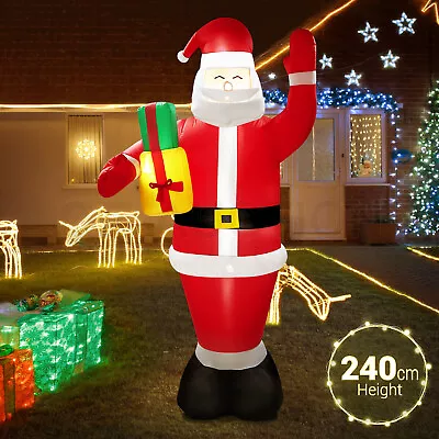 Inflatable Christmas Decoration Santa Claus Xmas LED Lights Outdoor Indoor 2.4M • $69.95