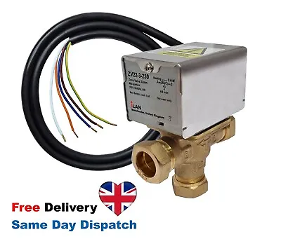 3 Port 22mm Mid Position Motorised Valve 230v V4073 • £45.95