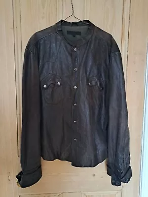 Allsaints Brown Leather Soft Shirt Jacket Large • £60