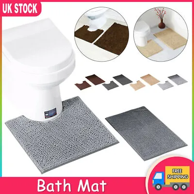 2 Piece Loop Bath Mat Ultra Soft Bathroom Rug Anti Slip Toilet Rug Pedestal Set • £7.99