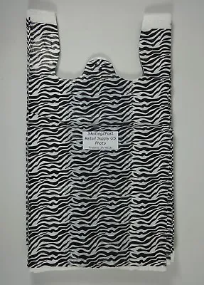 $10.99 • Buy Zebra Print Design Plastic T-Shirt Retail Shopping Bags Handles 11.5  X6  X21 