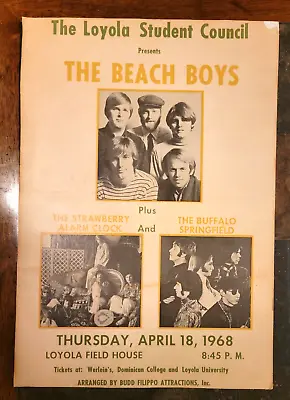 $315 • Buy Vintage Original 1968 Beach Boys Concert Poster W Buffalo Springfield +1 -Loyola
