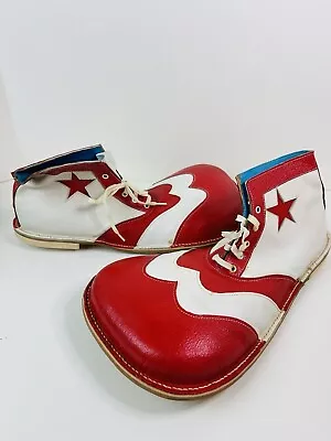 Vintage Leather Professional Clown Shoes Red And White Wing Tips With STAR • $250