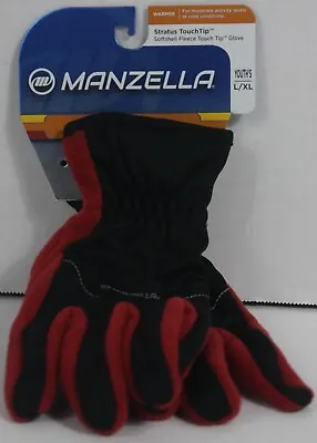 Manzella Stratus Tip Softshell Fleece Touch Tip Gloves Sz Youth L/XL Red & Black • $7.19